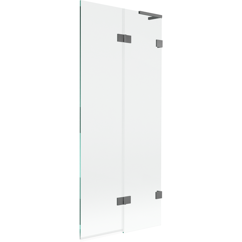 Mexen Lunar L kádparaván 2-részes jobb 80 x 150 cm, átlátszó, gun metal - 897L-080-100-95-00-P