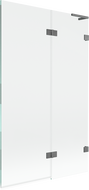 Mexen Lunar L 2-szárnyú jobbos fürdőkád paraván 110 x 150 cm, átlátszó, gun metal - 897L-110-100-95-00-P
