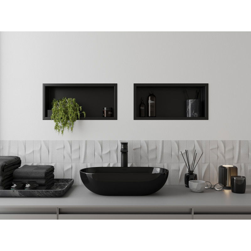 Mexen X-Wall-R raft încastrat cu flanșă 45 x 20 cm, negru - 1970452010