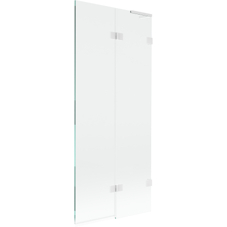Mexen Lunar L kádparaván 2 szárnyú, jobb, 80 x 150 cm, átlátszó, fehér - 897L-080-100-20-00-P