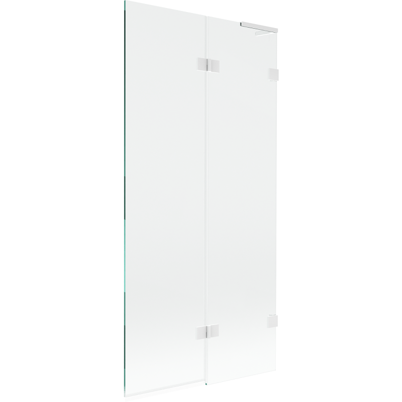 Mexen Lunar L fürdőkád paraván, kétszárnyú jobbos 90 x 150 cm, átlátszó, fehér - 897L-090-100-20-00-P