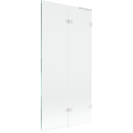 Mexen Lunar L fürdőkád paraván, kétszárnyú jobbos 90 x 150 cm, átlátszó, fehér - 897L-090-100-20-00-P