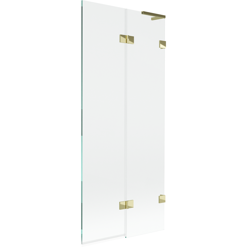 Mexen Lunar L kádparaván, 2 szárnyas, jobbos, 80 x 150 cm, átlátszó, arany - 897L-080-100-50-00-P