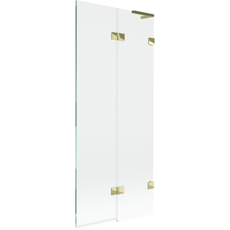 Mexen Lunar L kádparaván, 2 szárnyas, jobbos, 80 x 150 cm, átlátszó, arany - 897L-080-100-50-00-P