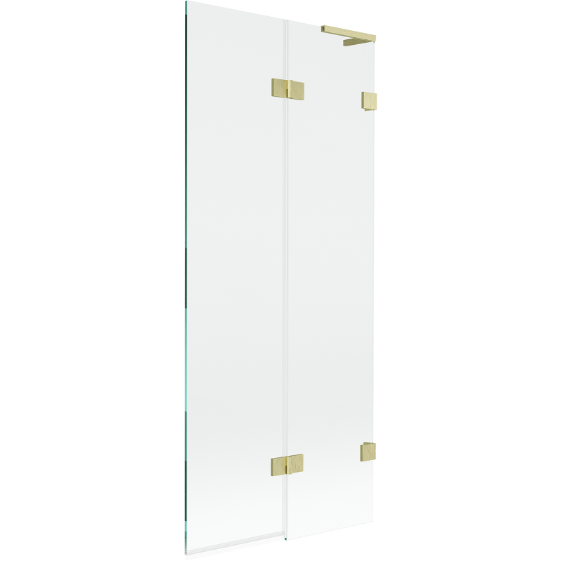 Paravan de cadă Mexen Lunar L, cu 2 panouri, dreapta 80 x 150 cm, transparent, auriu periat - 897L-080-100-55-00-P