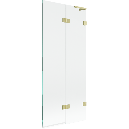 Paravan de cadă Mexen Lunar L, cu 2 panouri, dreapta 80 x 150 cm, transparent, auriu periat - 897L-080-100-55-00-P