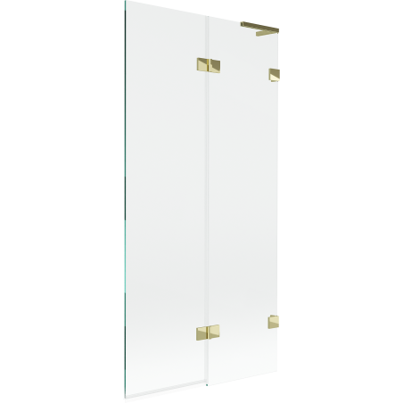 Mexen Lunar L ecran de baie 2-panou drept 90 x 150 cm, transparent, auriu - 897L-090-100-50-00-P