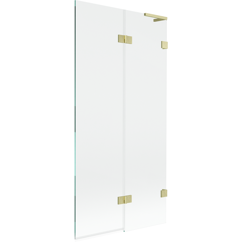 Mexen Lunar L panou de baie cu 2 canaturi dreapta 90 x 150 cm, transparent, auriu periat - 897L-090-100-55-00-P