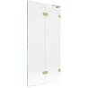 Mexen Lunar L paravan pentru cadă, 2 panouri, dreapta 90 x 150 cm, transparent, auriu periat - 897L-090-100-55-00-P