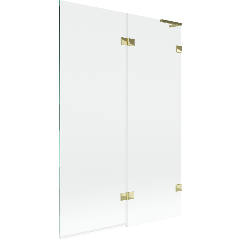 Mexen Lunar L 2 szárnyú fürdőkád paraván, jobb, 120 x 150 cm, átlátszó, arany - 897L-120-100-50-00-P