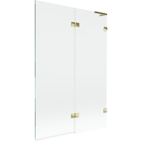 Mexen Lunar L 2 szárnyú fürdőkád paraván, jobb, 120 x 150 cm, átlátszó, arany - 897L-120-100-50-00-P