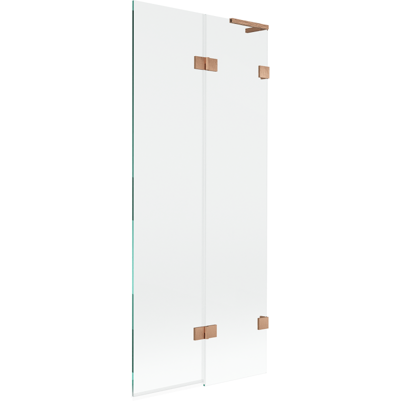Mexen Lunar L fürdőkádparaván, 2 szárnyas, jobb oldali, 80 x 150 cm, átlátszó, csiszolt réz - 897L-080-100-65-00-P