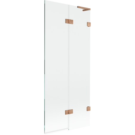 Mexen Lunar L fürdőkádparaván, 2 szárnyas, jobb oldali, 80 x 150 cm, átlátszó, csiszolt réz - 897L-080-100-65-00-P