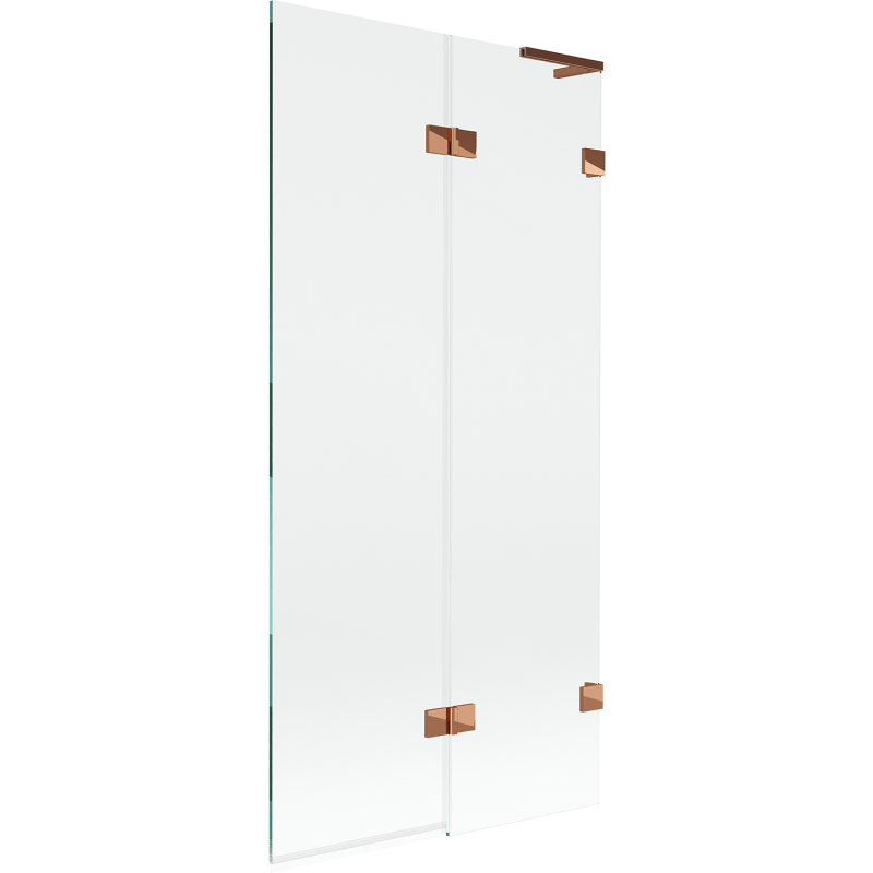 Mexen Lunar L 2-részes jobb oldali fürdőkádparaván 90 x 150 cm, átlátszó, rózsa arany - 897L-090-100-60-00-P