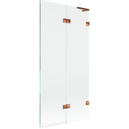 Mexen Lunar L 2-részes jobb oldali fürdőkádparaván 90 x 150 cm, átlátszó, rózsa arany - 897L-090-100-60-00-P