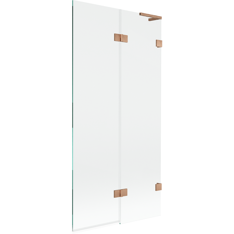 Mexen Lunar L 2-szárnyú kádparaván jobb oldali 90 x 150 cm, átlátszó, kefe hatású réz - 897L-090-100-65-00-P
