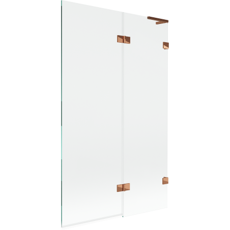 Mexen Lunar L fürdőkádparaván, kétszárnyú, jobbos, 110 x 150 cm, átlátszó, rózsaarany - 897L-110-100-60-00-P