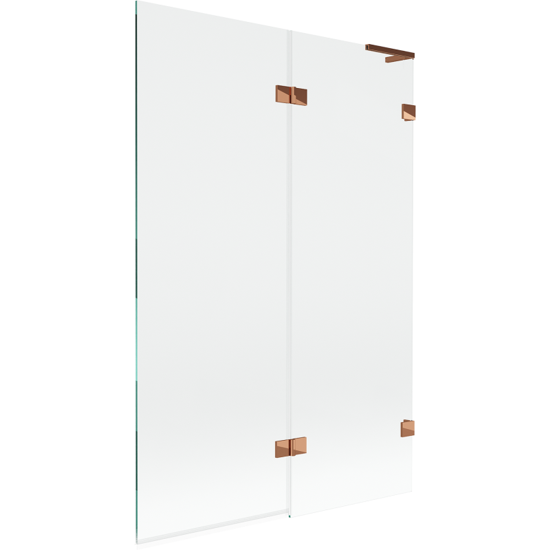 Mexen Lunar L 2-szárnyas fürdőkádparaván, jobbos, 120 x 150 cm, átlátszó, rózsaarany - 897L-120-100-60-00-P