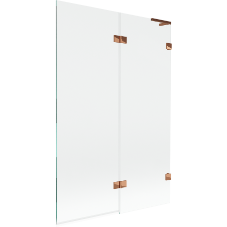 Mexen Lunar L 2-szárnyas fürdőkádparaván, jobbos, 120 x 150 cm, átlátszó, rózsaarany - 897L-120-100-60-00-P