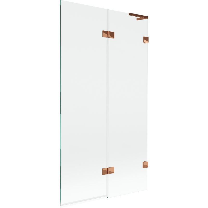 Mexen Lunar L kádparaván 2-szárnyú jobb oldali 100 x 150 cm, átlátszó, rózsaarany - 897L-100-100-60-00-P