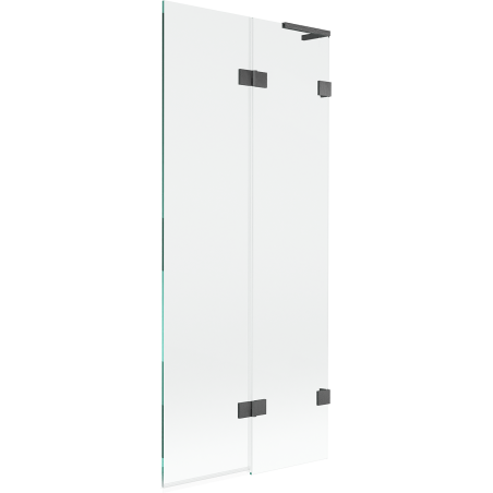 Mexen Lunar L kétszárnyú kádparaván 2-szárnyas jobb 80 x 150 cm, átlátszó, gun szürke kefélt - 897L-080-100-66-00-P