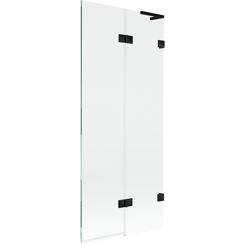 Mexen Lunar L kádparaván, 2-szárnyú, jobbos, 80 x 150 cm, átlátszó, fekete - 897L-080-100-70-00-P