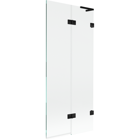 Mexen Lunar L kádparaván, 2-szárnyú, jobbos, 80 x 150 cm, átlátszó, fekete - 897L-080-100-70-00-P