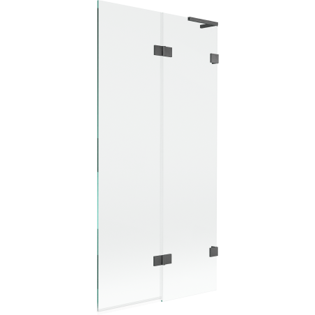 Mexen Lunar L kétpaneles fürdőszobai paraván 2-szárnyú jobb 90 x 150 cm, áttetsző, pisztoly szürke kefés - 897L-090-100-66-00-P