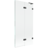 Mexen Lunar L kétpaneles fürdőszobai paraván 2-szárnyú jobb 90 x 150 cm, áttetsző, pisztoly szürke kefés - 897L-090-100-66-00-P