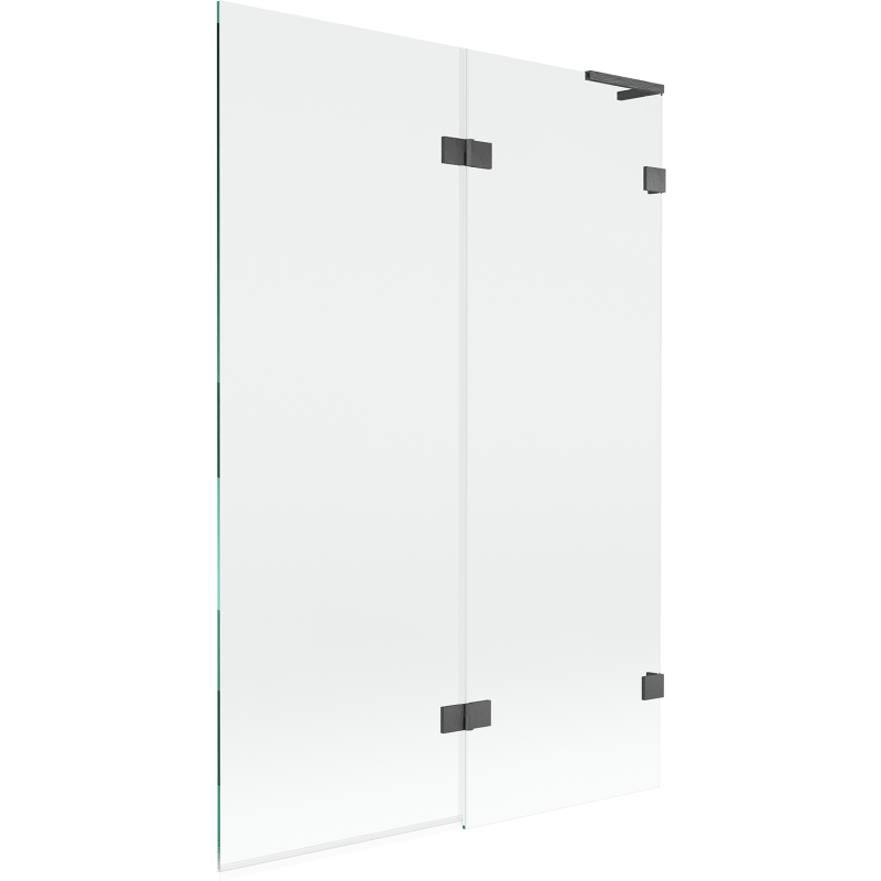 Mexen Lunar L paravan cadă 2-pliabil drept 120 x 150 cm, transparent, gri pistol periat - 897L-120-100-66-00-P
