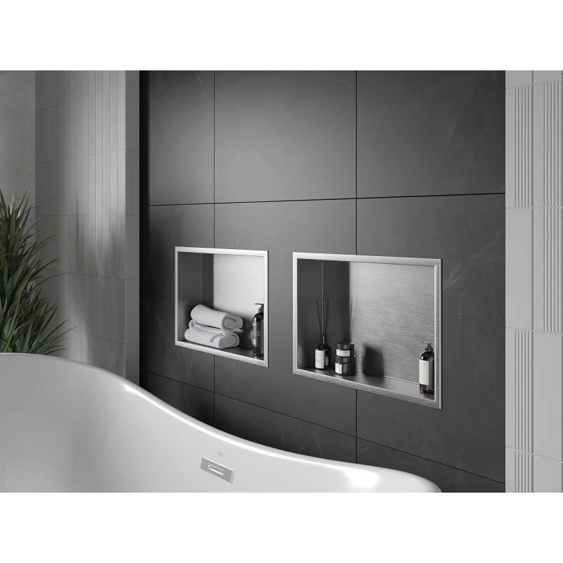 Mexen X-Wall-R fülkés polc peremmel, 45 x 30 cm, inox - 1910453010