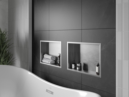 Mexen X-Wall-R fürdőszoba süllyesztett polc kerettel 45 x 30 cm, inox - 1910453010