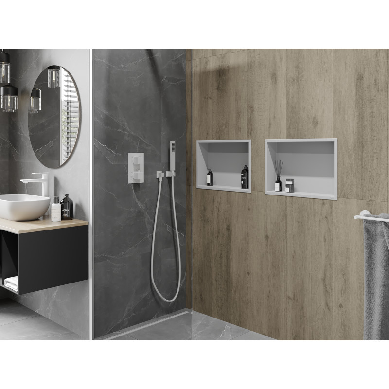Mexen X-Wall-R raft pentru nișă cu flanșă 45 x 30 cm, alb - 1920453010
