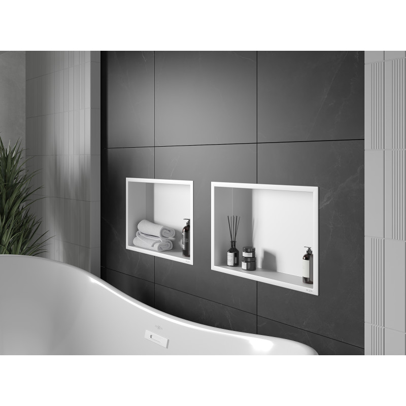 Mexen X-Wall-R raft pentru nișă cu flanșă 45 x 30 cm, alb - 1920453010