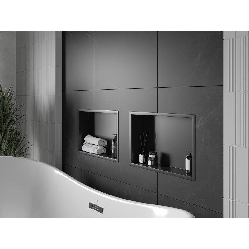 Mexen X-Wall-R raft de nișă cu flanșă 45 x 30 cm, negru - 1970453010