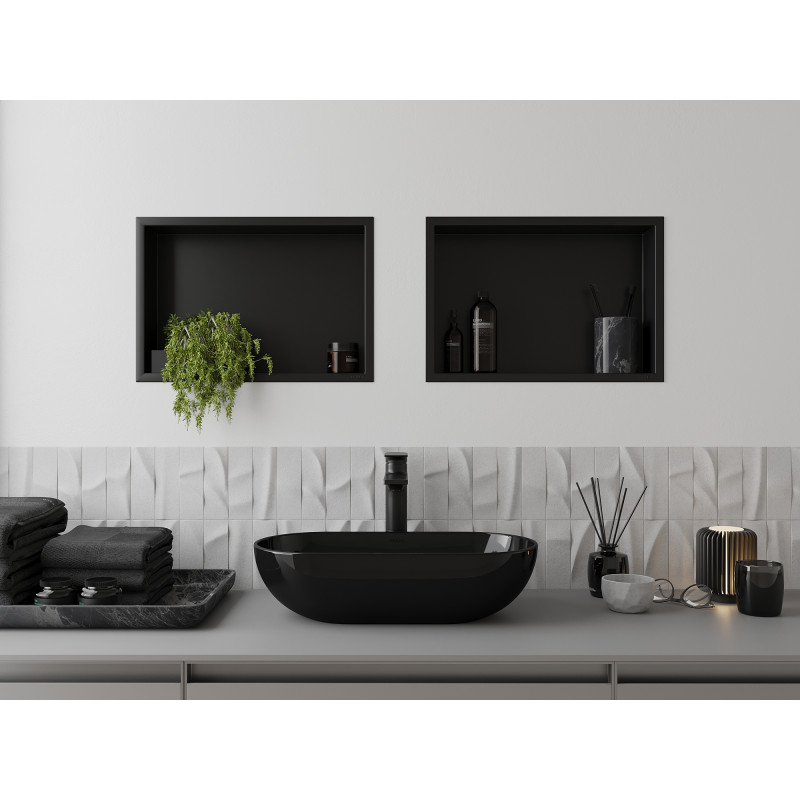 Mexen X-Wall-R raft nișă cu flanșă 45 x 30 cm, negru - 1970453010