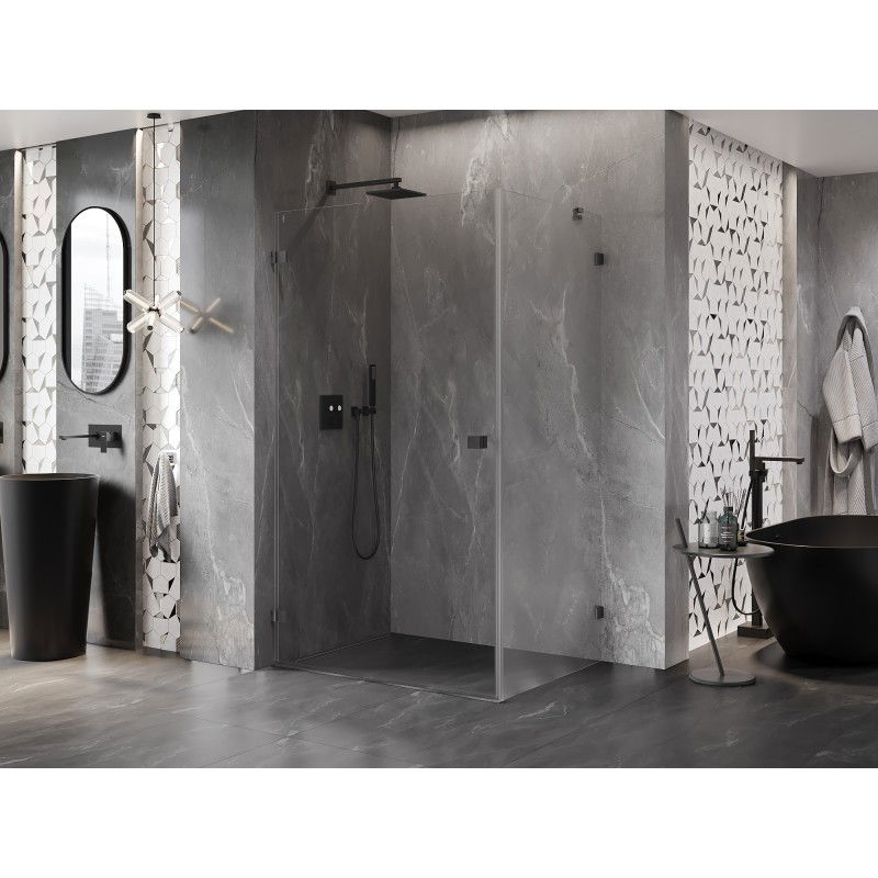 Mexen Lunar-B cabină de duș pliabilă stânga 75 x 70 cm, transparentă, gri armă periat - 832-075-070-66-00-L