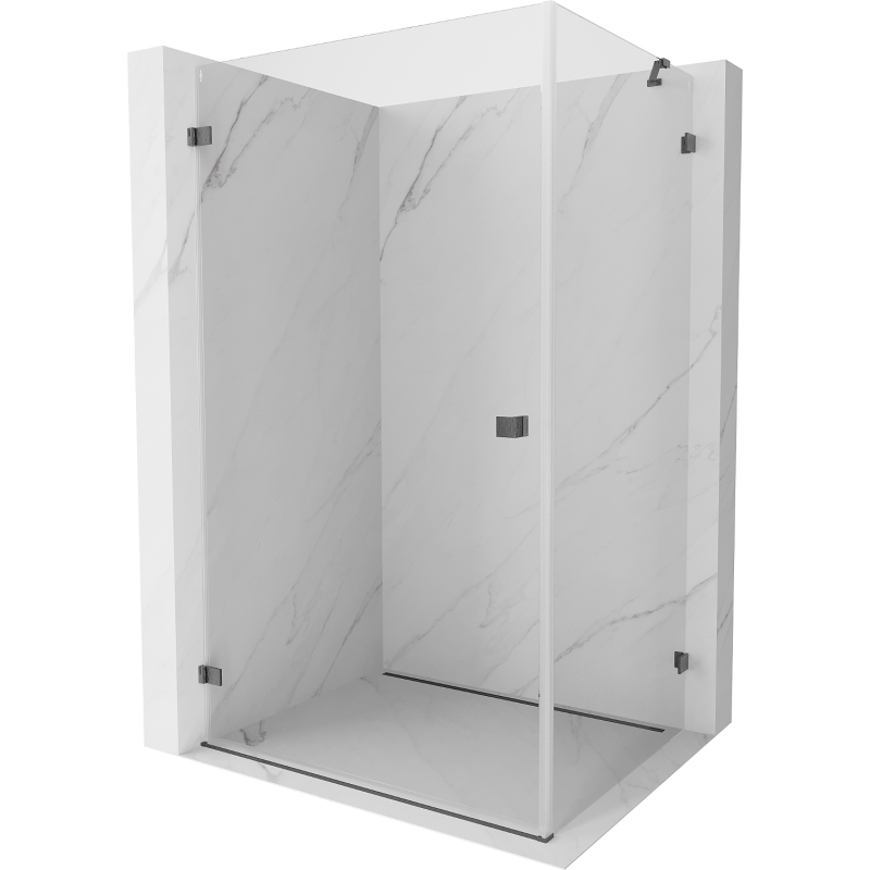 Mexen Lunar-B cabină de duș cu balamale stânga 85 x 70 cm, transparent, gri periat - 832-085-070-66-00-L