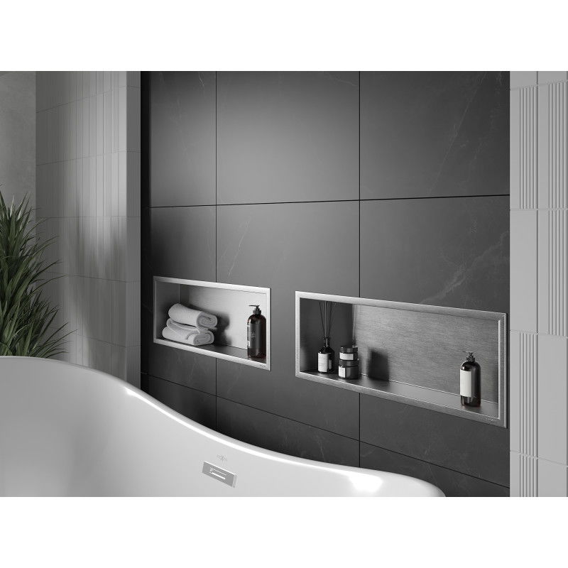 Mexen X-Wall-R raft de perete cu flanșă 60 x 20 cm, inox - 1910602010
