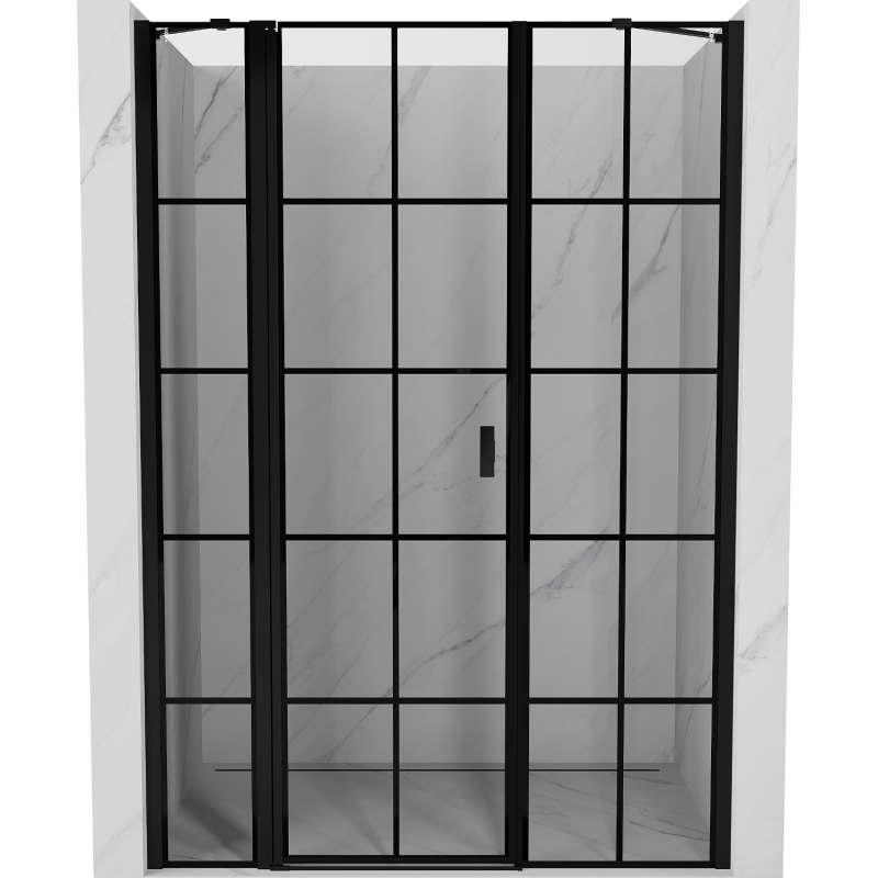 Mexen Mist 140 cm-es balra nyíló zuhanyajtó, fekete rács, fekete - 8A4-140-001-70-77-L