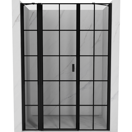 Mexen Mist 140 cm-es balra nyíló zuhanyajtó, fekete rács, fekete - 8A4-140-001-70-77-L