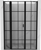Mexen Mist ușă de duș batantă stânga 145 cm, grilaj negru, negru - 8A4-145-001-70-77-L