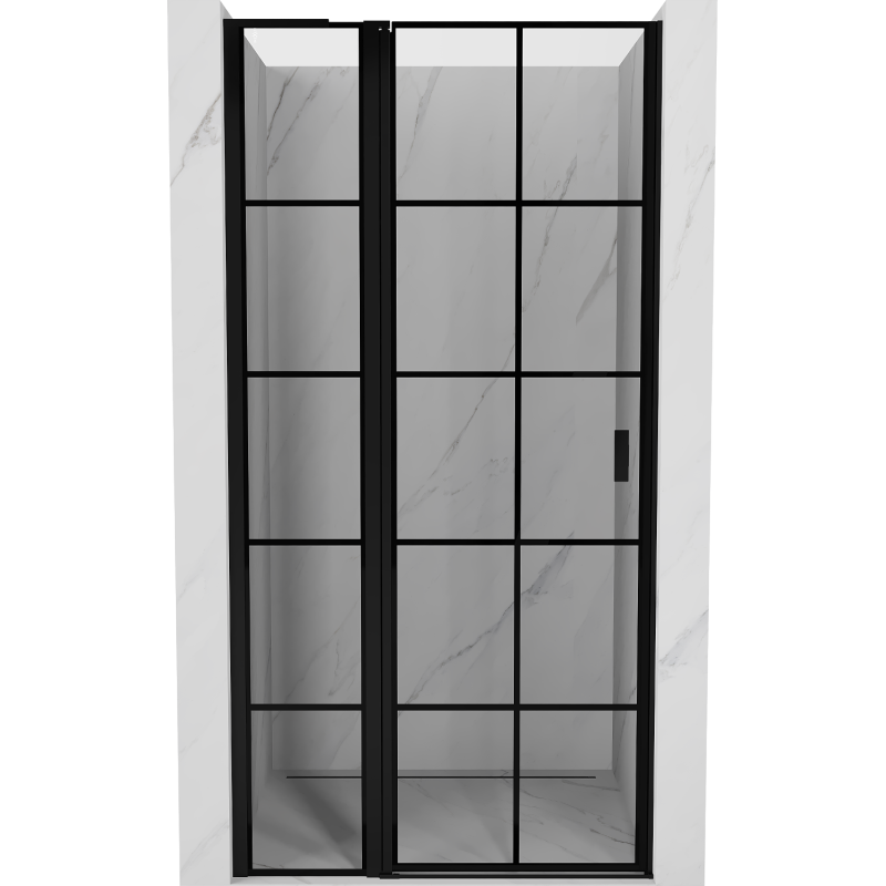 Mexen Mist L 120 cm balra nyíló, fekete rácsos, fekete zuhanyajtó - 8A4L-120-000-70-77-L