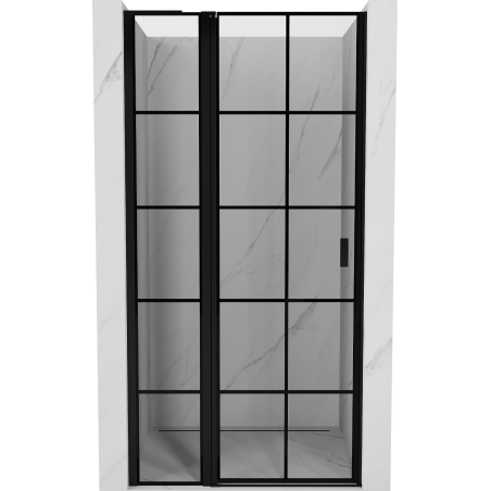 Mexen Mist L 120 cm balra nyíló, fekete rácsos, fekete zuhanyajtó - 8A4L-120-000-70-77-L