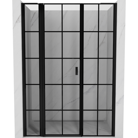 Mexen Mist L uși de duș pivotante stânga 140 cm, grilaj negru, negru - 8A4L-140-001-70-77-L