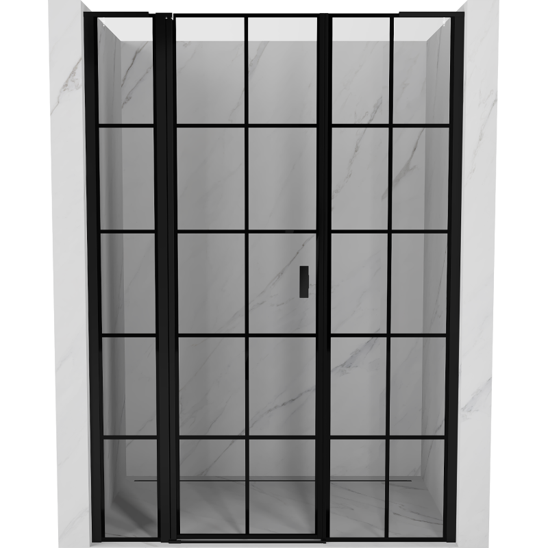 Mexen Mist L uși de duș batante stânga 160 cm, grilaj negru, negru - 8A4L-160-001-70-77-L
