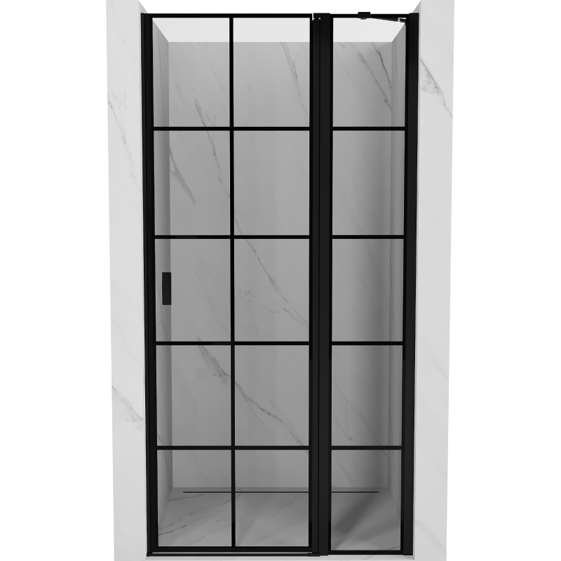 Mexen Mist uși de duș batante dreapta 80 cm, grilaj negru, negru - 8A4-080-000-70-77-P