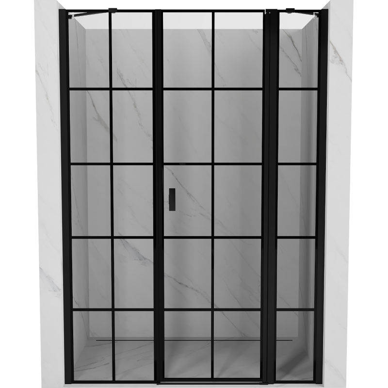 Mexen Mist ușă de duș batantă dreapta 135 cm, grilaj negru, negru - 8A4-135-001-70-77-P