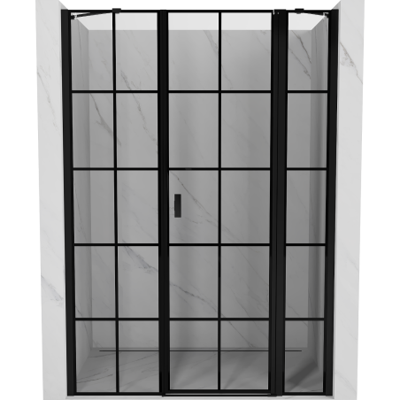 Mexen Mist ușă de duș batantă dreapta 135 cm, grilaj negru, negru - 8A4-135-001-70-77-P