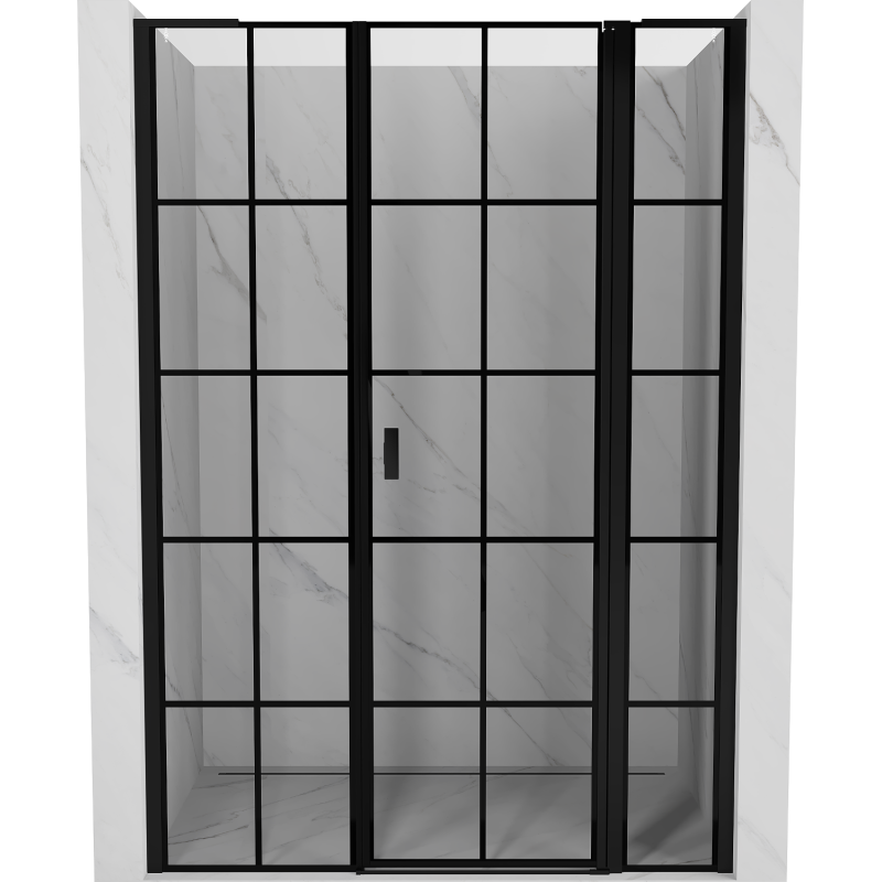 Mexen Mist L ușă de duș pivotantă dreapta 140 cm, grilaj negru, negru - 8A4L-140-001-70-77-P